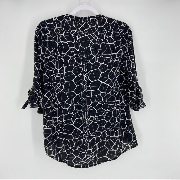 Jennifer Lopez Black Animal Print Drape Front Top NWT - Picture 9 of 14